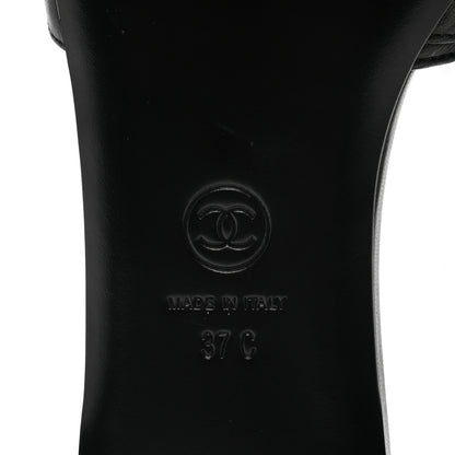 Chanel Lambskin Pearl Crystal CC Mules Sandals 37 Black 6 of 11