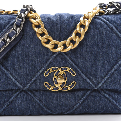 Chanel Denim Quilted Medium 19 Flap Blue 10 of 10