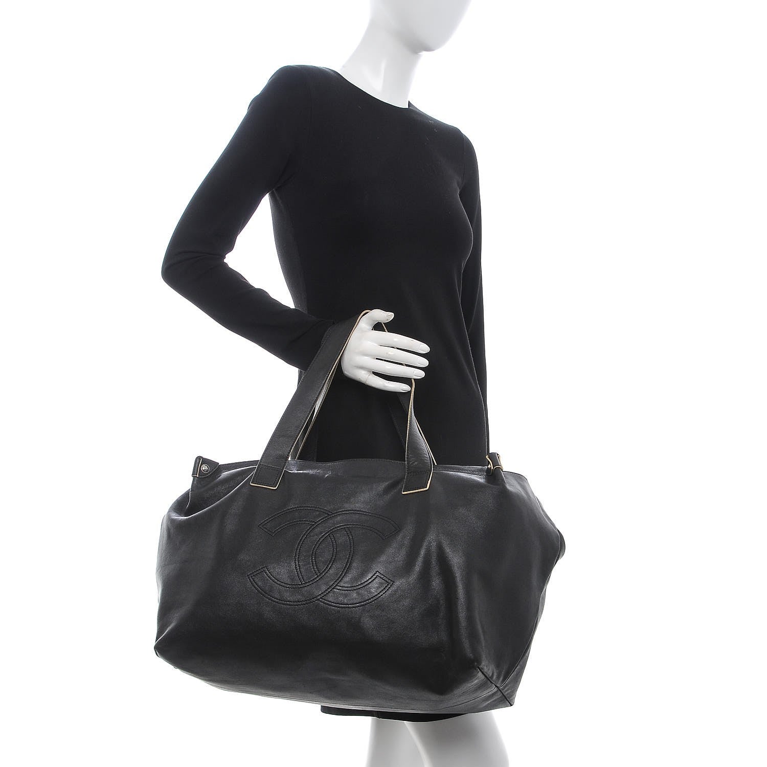 Chanel Lambskin Edgy XL Tote Black 2 of 12