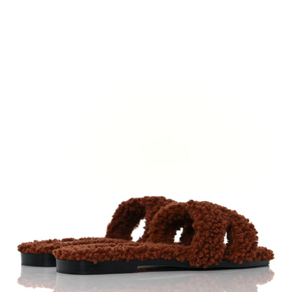 Hermes Woolskin Oran Sandals 36.5 Cognac 4 of 8