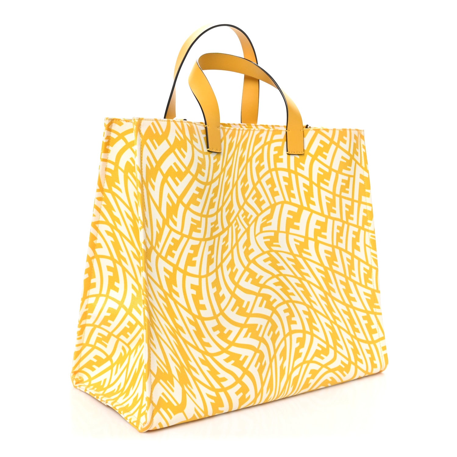 Fendi X SARAH COLEMAN Glazed Canvas Vitello King FF Vertigo Shopping Tote Bag Mimosa White 3 of 10
