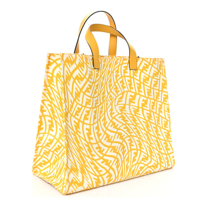 Fendi X SARAH COLEMAN Glazed Canvas Vitello King FF Vertigo Shopping Tote Bag Mimosa White 3 of 10