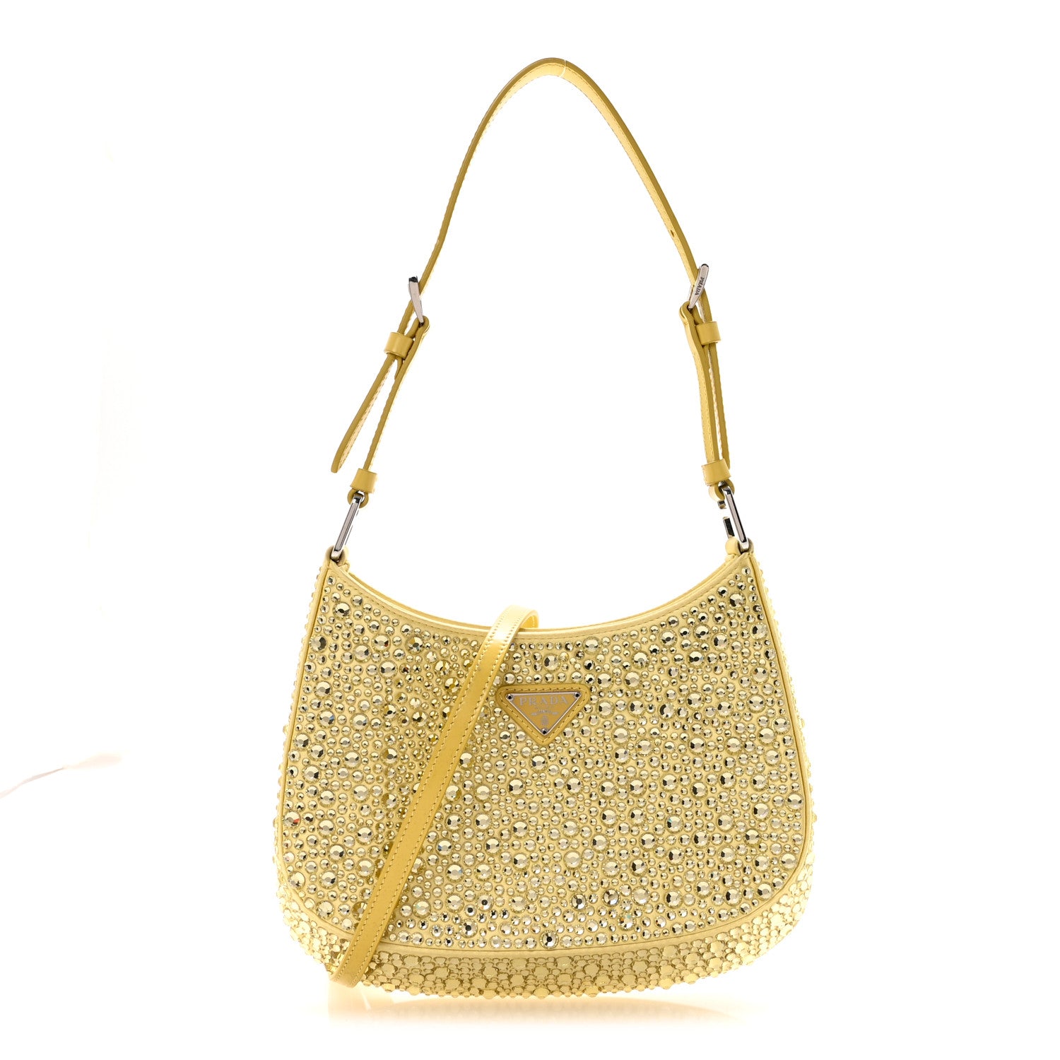 Prada Satin Crystal Cleo Adjustable Strap Shoulder Bag Ananas 1 of 9
