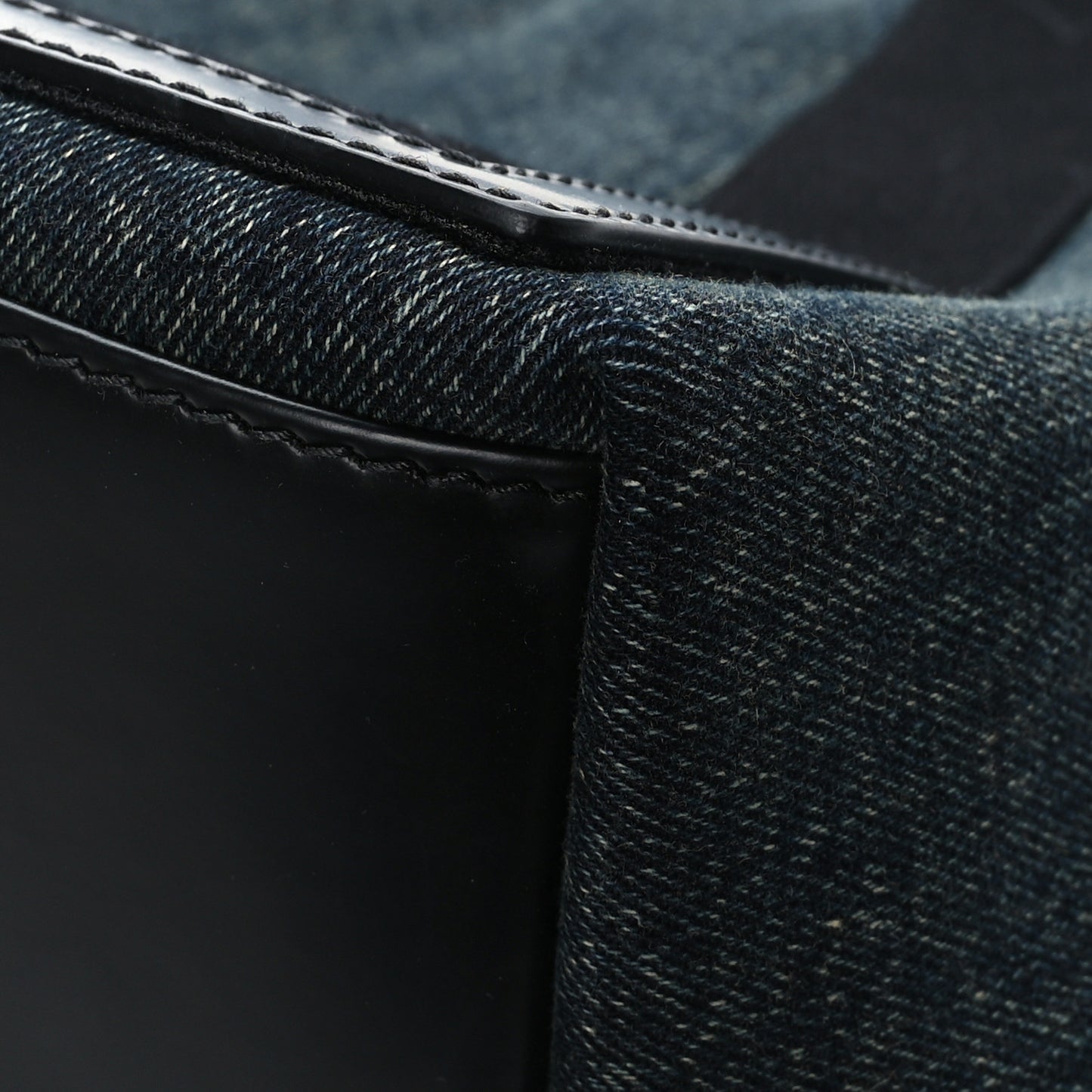 Denim Fabric Satin Calfskin S Navy Cabas Washed Black