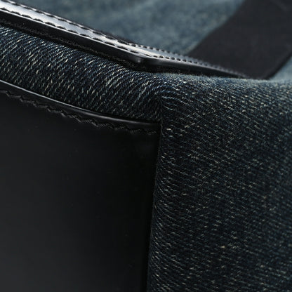 Balenciaga Denim Fabric Satin Calfskin S Navy Cabas Washed Black 12 of 12