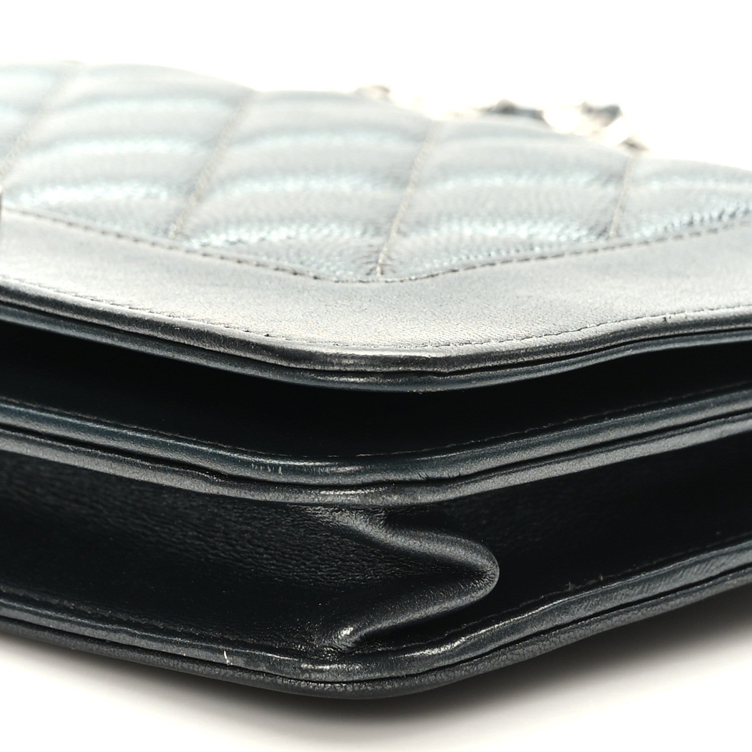 Chanel Caviar Quilted Vintage Mademoiselle Wallet On Chain WOC Dark Grey 9 of 11