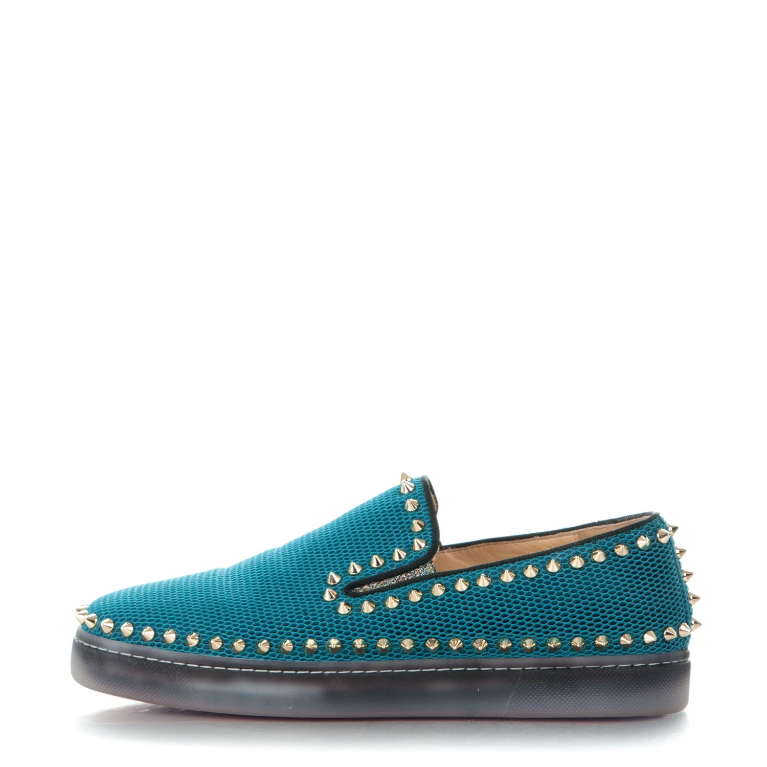 Christian Louboutin Technobee Pik Boat Flats 38 Ocean Light Gold 1 of 8