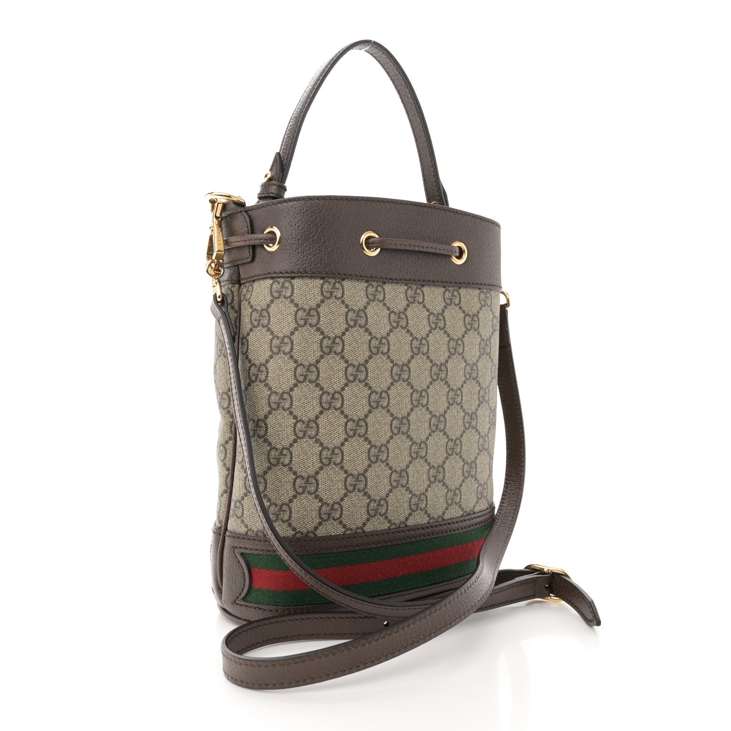 Gucci GG Supreme Monogram Web Small Ophidia Bucket Bag Brown 3 of 11