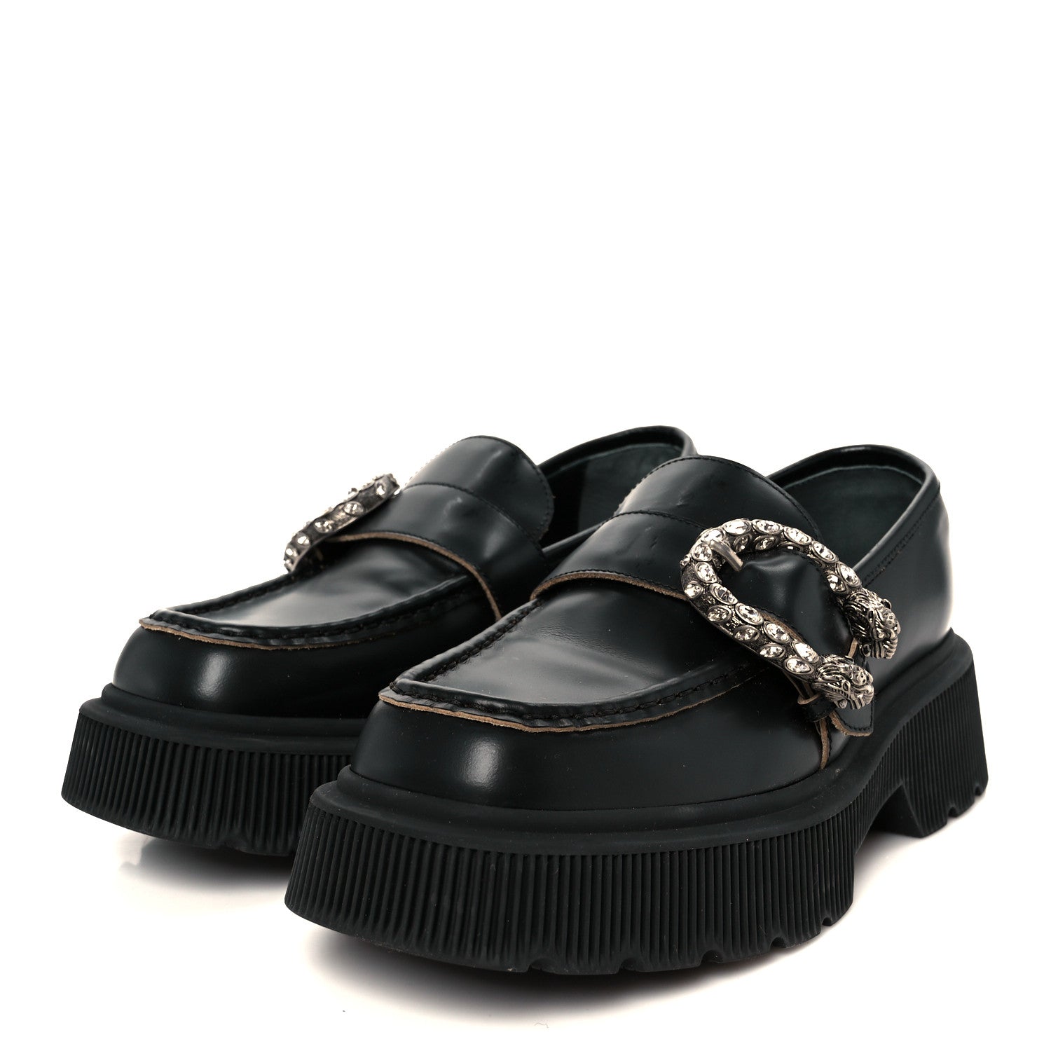 Gucci Cordovan Lux Dionysus Hunder Loafers 37.5 Black 4 of 10