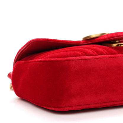 Gucci Velvet Matelasse Mini GG Marmont Shoulder Bag Hibiscus Red 5 of 10