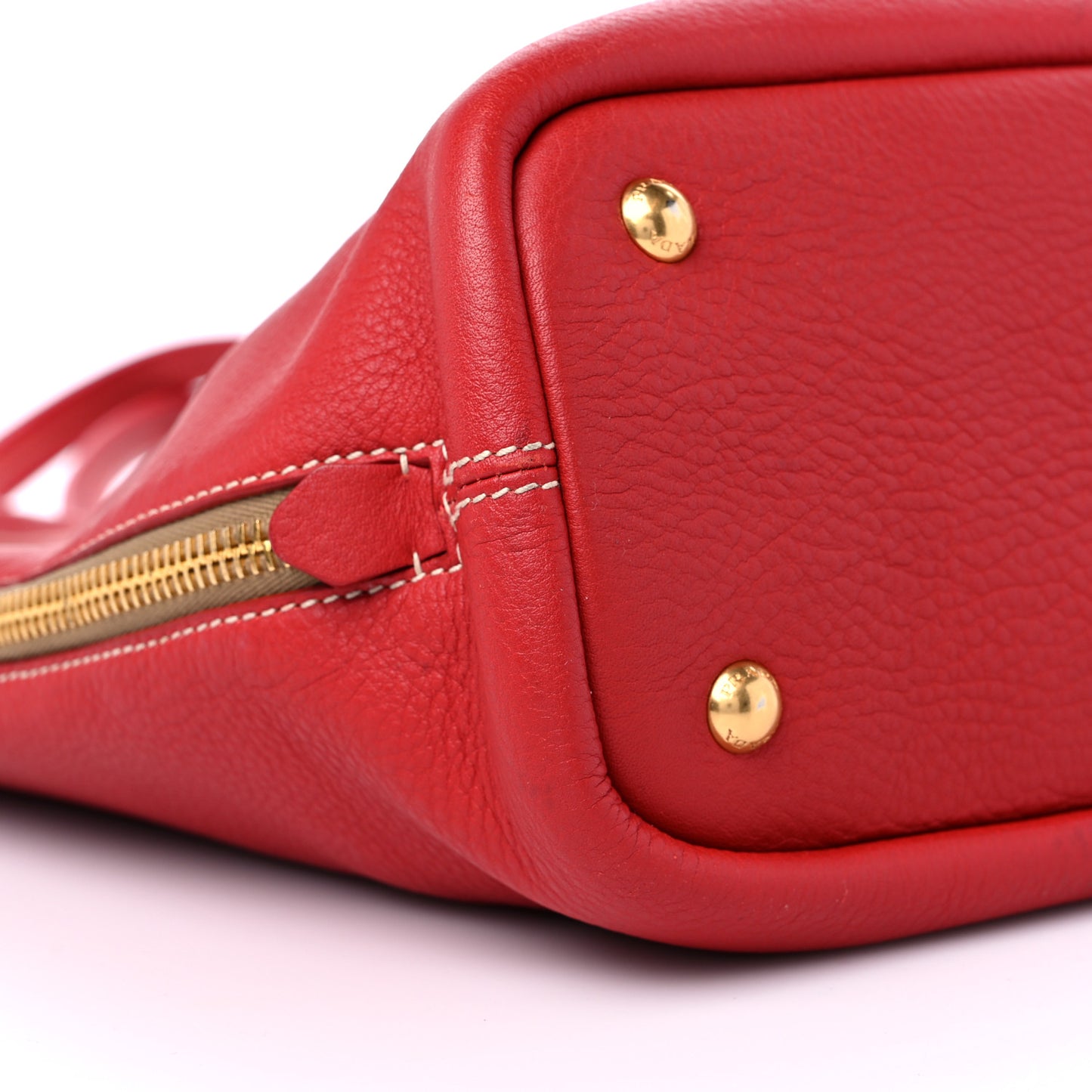 Vitello Daino Side Zip Shopper Tote Rosso