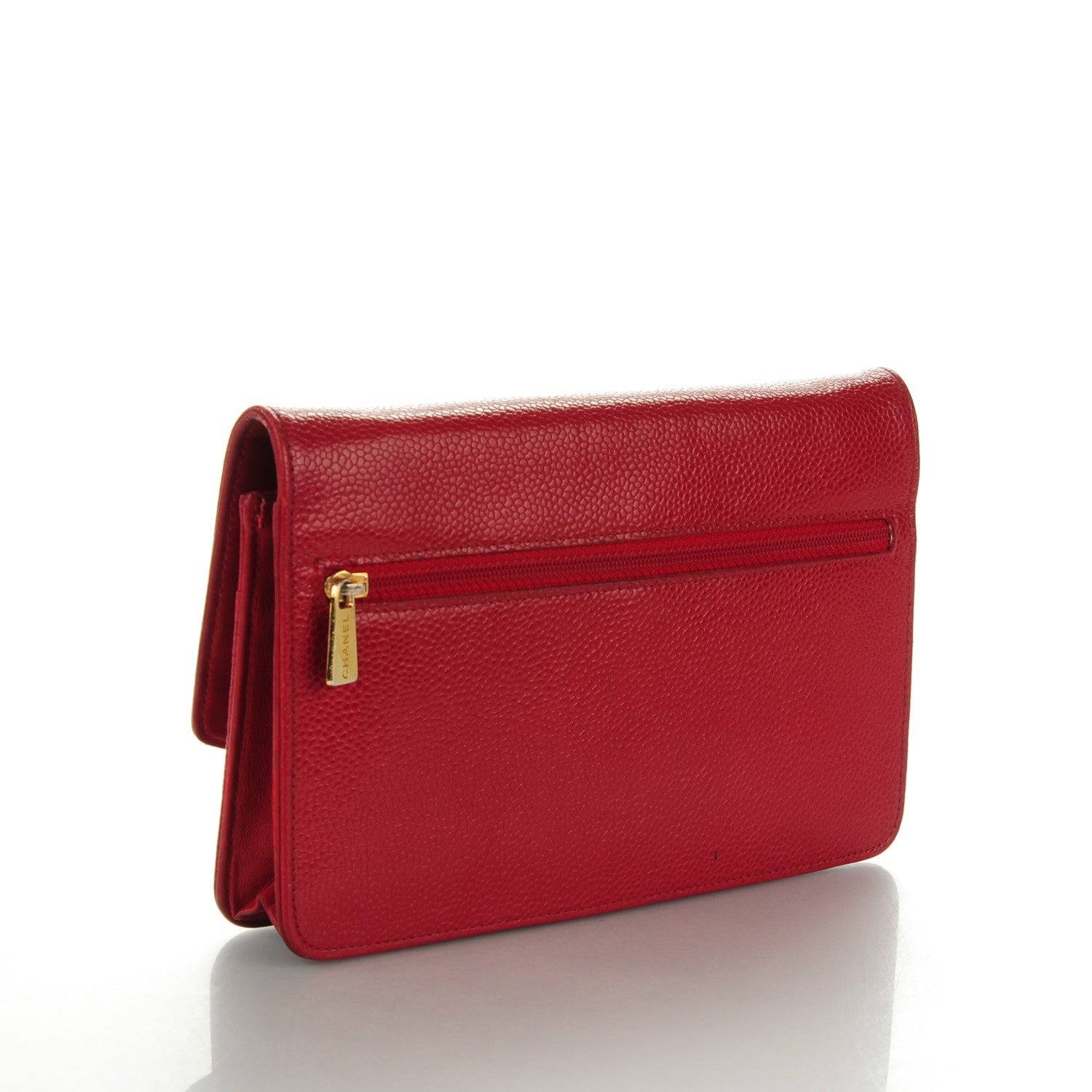 Chanel Caviar Timeless CC Wallet On Chain WOC Red 3 of 11
