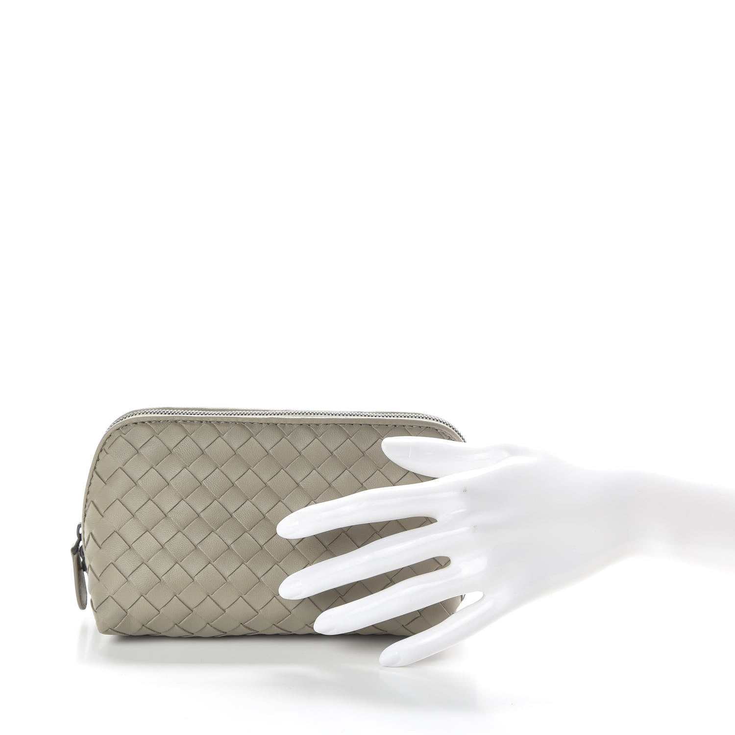 Bottega Veneta Nappa Intrecciato Cosmetic Case Mink 2 of 9