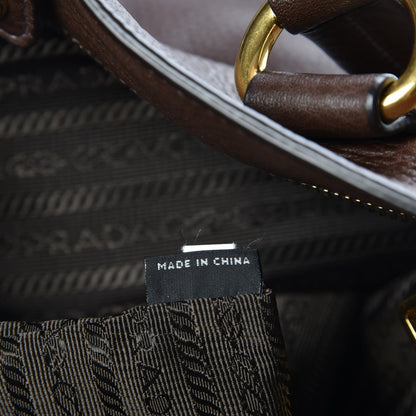 Prada Vitello Daino Side Zip Shopping Tote Bruciato 7 of 9