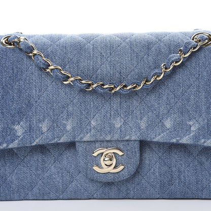 Chanel Denim Quilted Medium Double Flap Blue 7 of 11