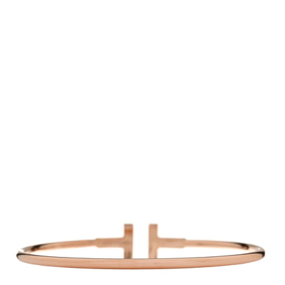 Tiffany 18K Rose Gold Diamond T Wire Bracelet 3 of 4