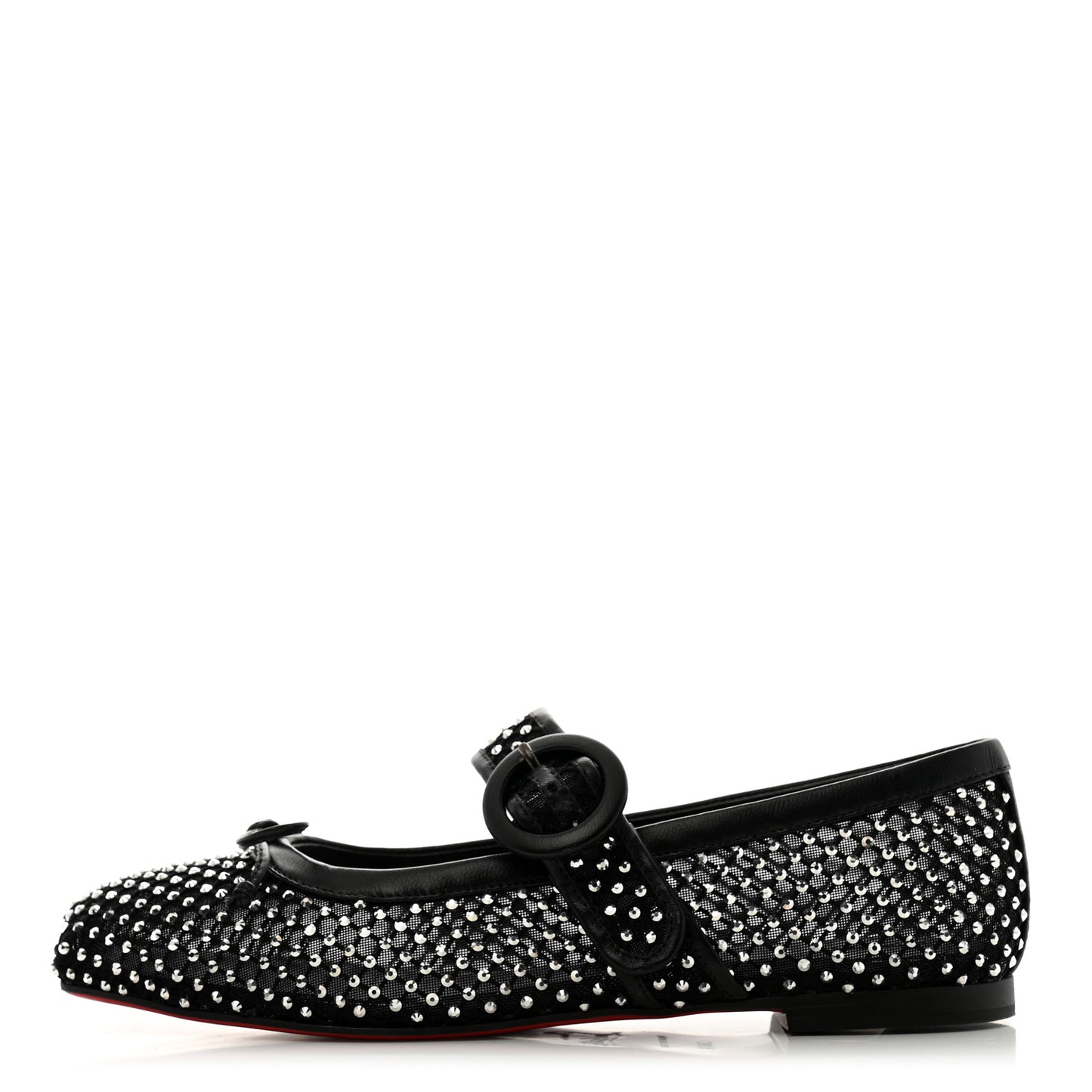 Crystal Mamastrapitina Strass Mesh Ballerina Flats 36.5 Black