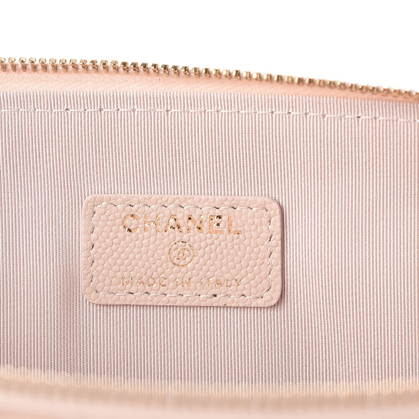 Caviar Chevron Quilted Large Cosmetic Case Light Pink