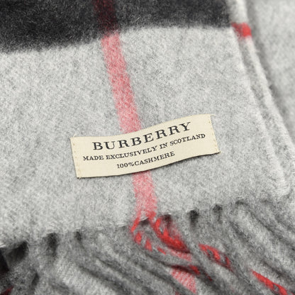 Burberry Cashmere Giant Check Fringe Scarf Grey 4 of 4