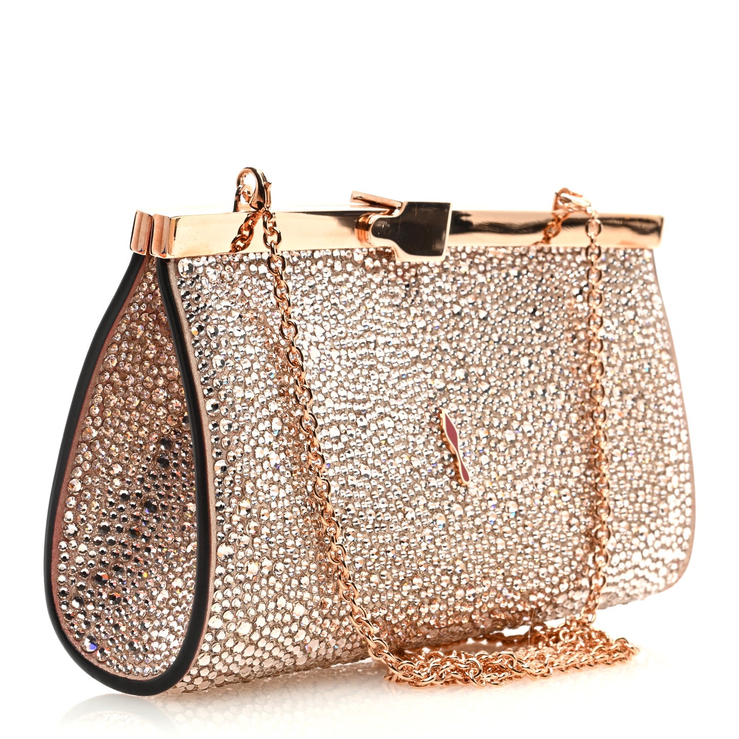 Suede Crystal Strass Small Palmette Clutch Moonlight Platine