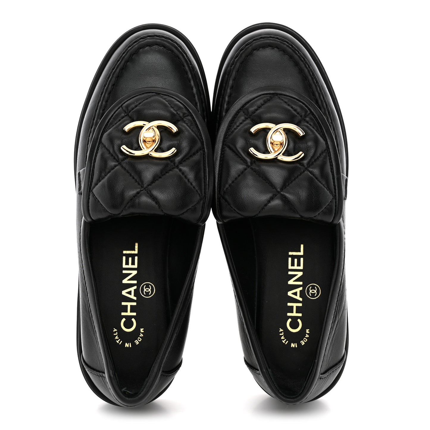 Lambskin Quilted CC Turnlock Loafers 35.5 Black