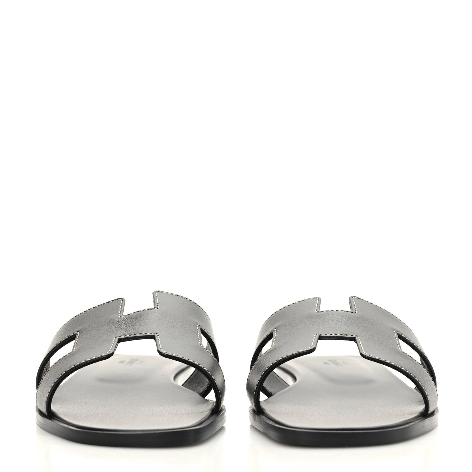 Hermes Box Calfskin Oran Sandals 38 Black 2 of 9
