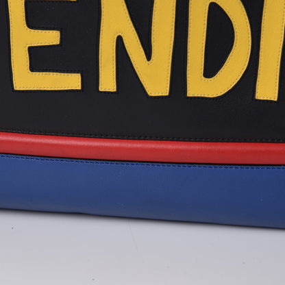 Fendi Nylon Vitello Century Vocabulary Drawstring Backpack Blue Cobalto Blue Neon Sunflower 9 of 9