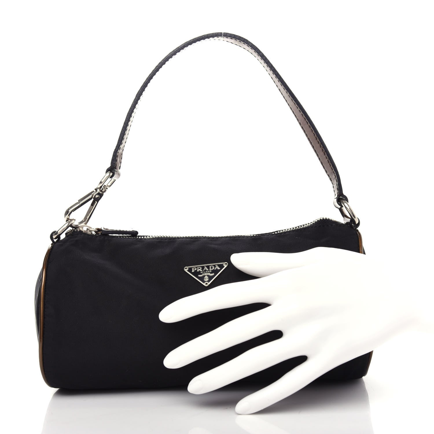 Prada Tessuto Nylon Pochette Bag Black 2 of 10