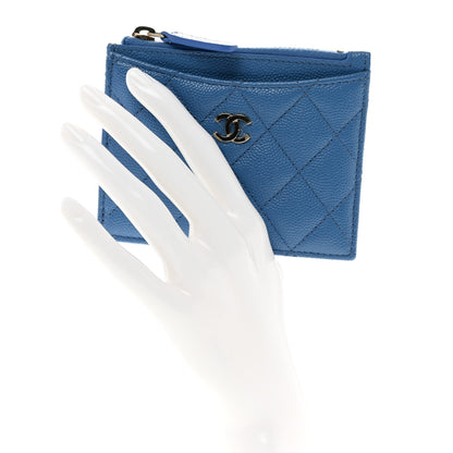 Chanel Caviar Quilted CC Zip Card Holder Blue 2 of 8