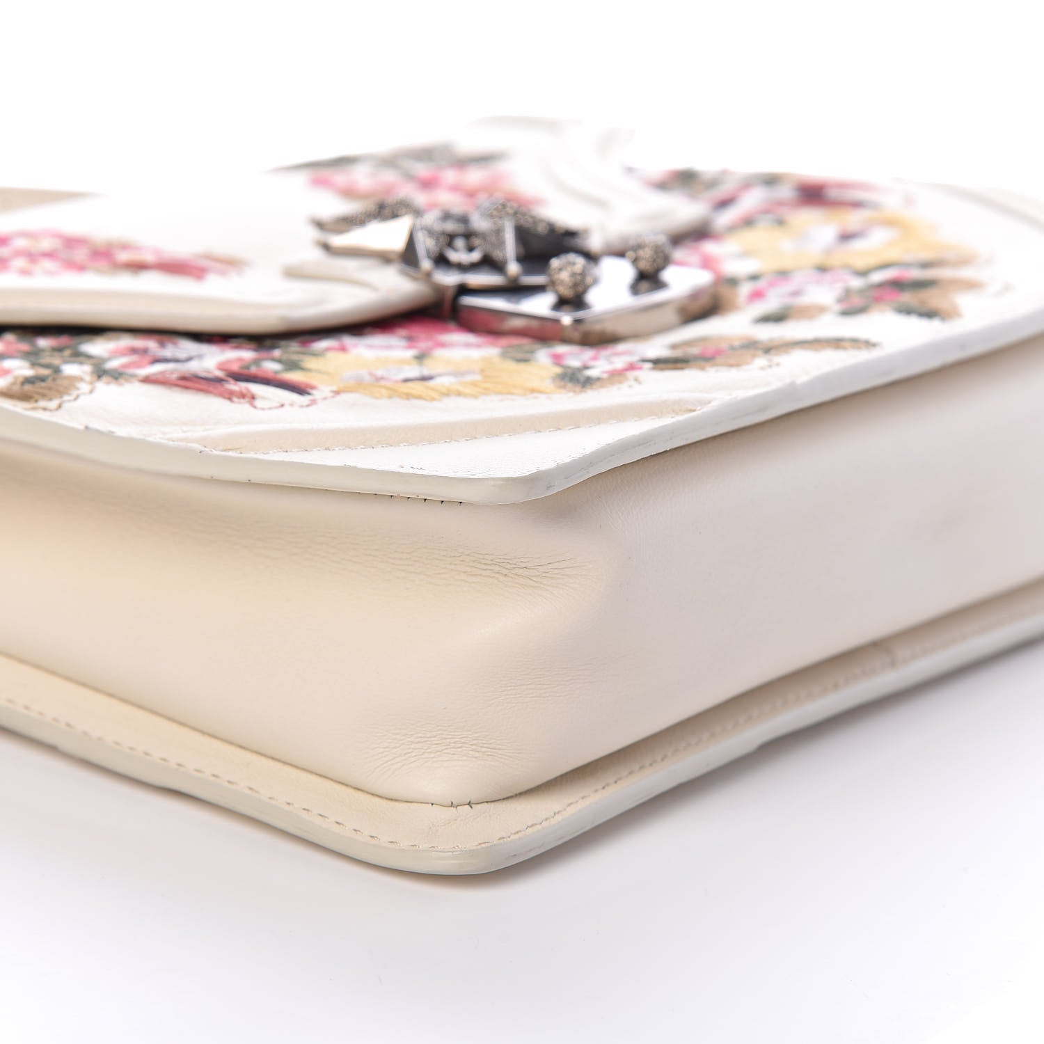 Alexander McQueen Calfskin Embroidered Flower Satchel Off White 9 of 11