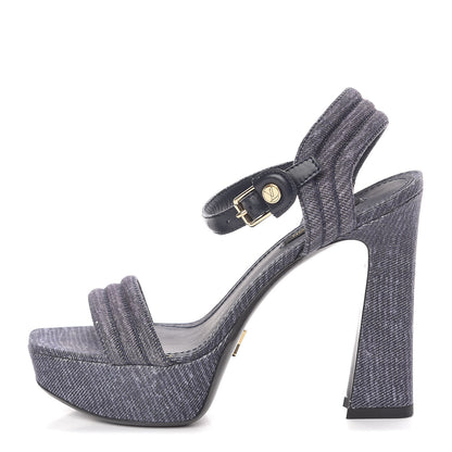 Louis Vuitton Platform Open Toe Sandals 36.5 Denim 1 of 7