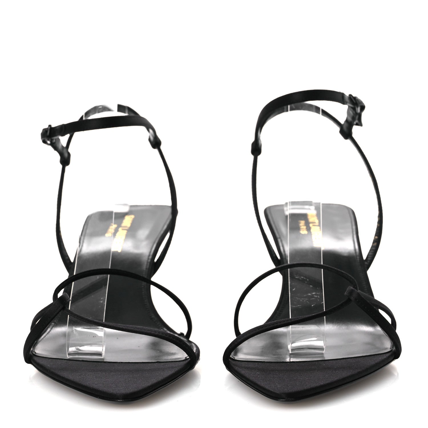 Saint Laurent Crepe Satin Clara 55 Ankle Strap Sandals 41 Black 3 of 13