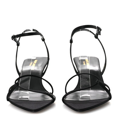 Saint Laurent Crepe Satin Clara 55 Ankle Strap Sandals 41 Black 3 of 13