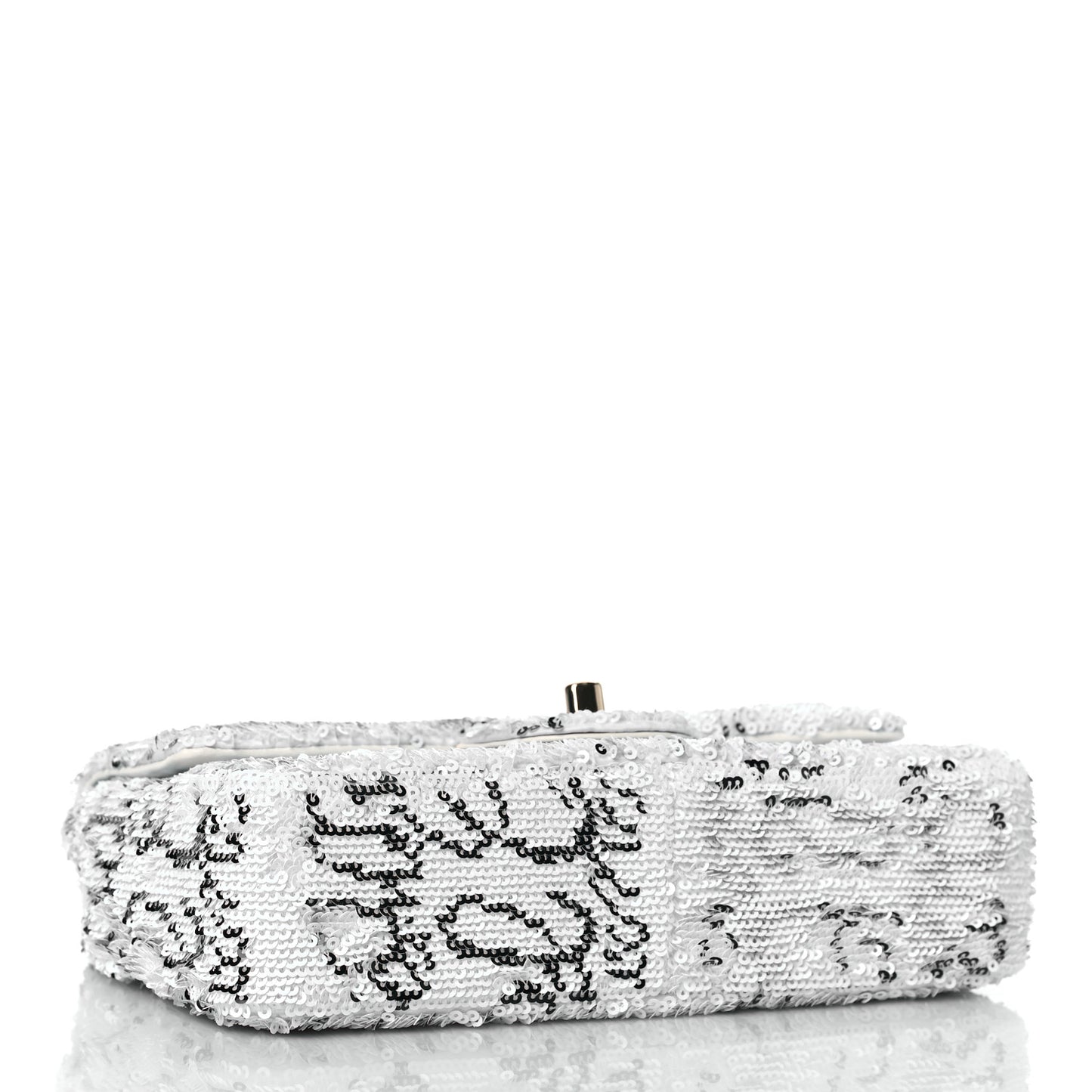 Sequin Logo Mini Rectangular Flap White Black