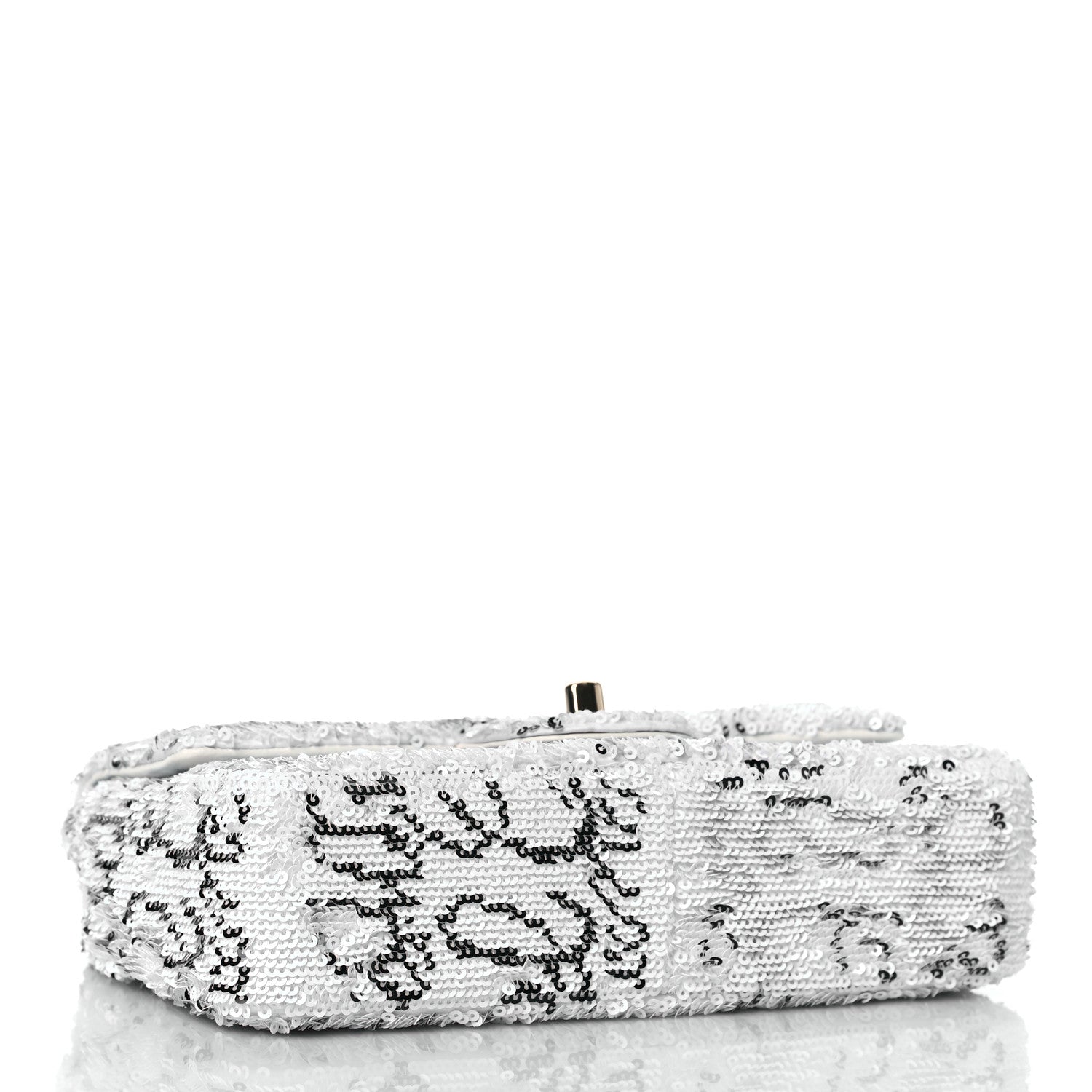 Chanel Sequin Logo Mini Rectangular Flap White Black 4 of 10