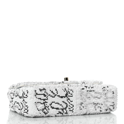 Chanel Sequin Logo Mini Rectangular Flap White Black 4 of 10