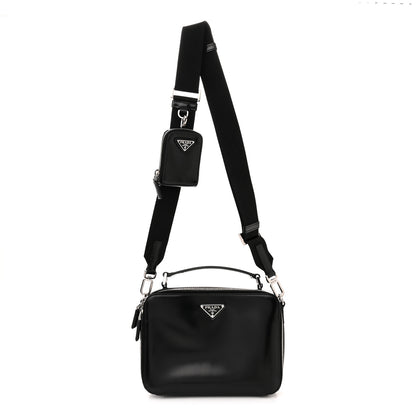 Prada Spazzolato Medium Brique Crossbody Bag Black 1 of 10