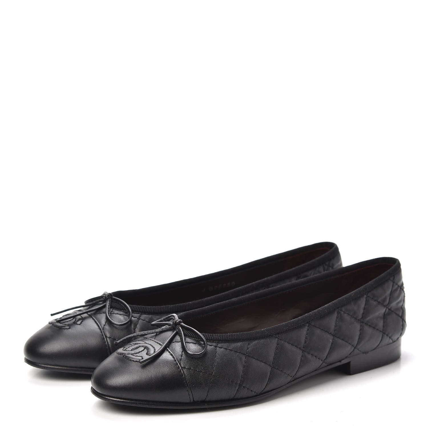 Chanel Aged Calfskin Quilted CC Cap Toe Ballerina Flats 36.5 Black 3 of 7