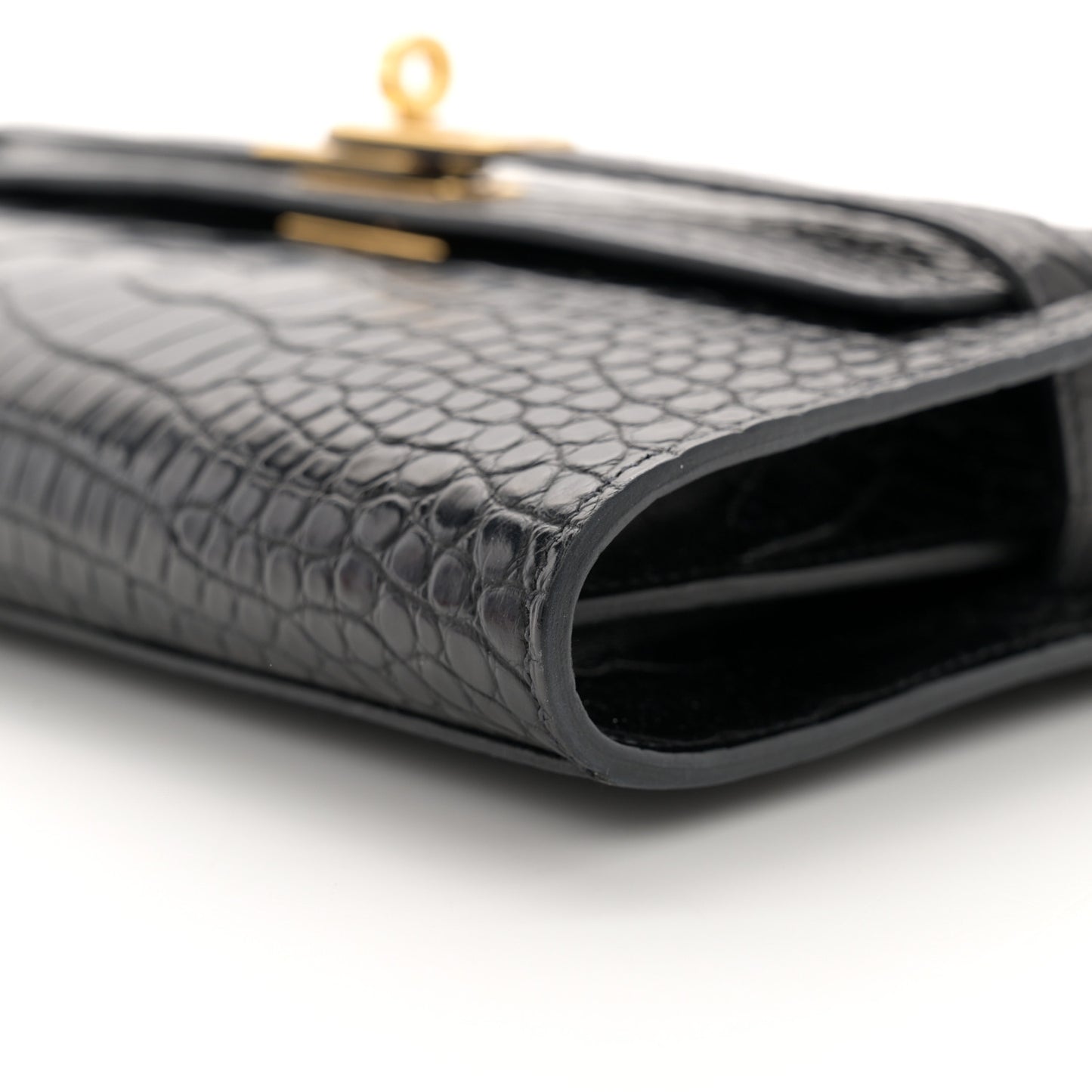 Matte Alligator Kelly Wallet To Go Black