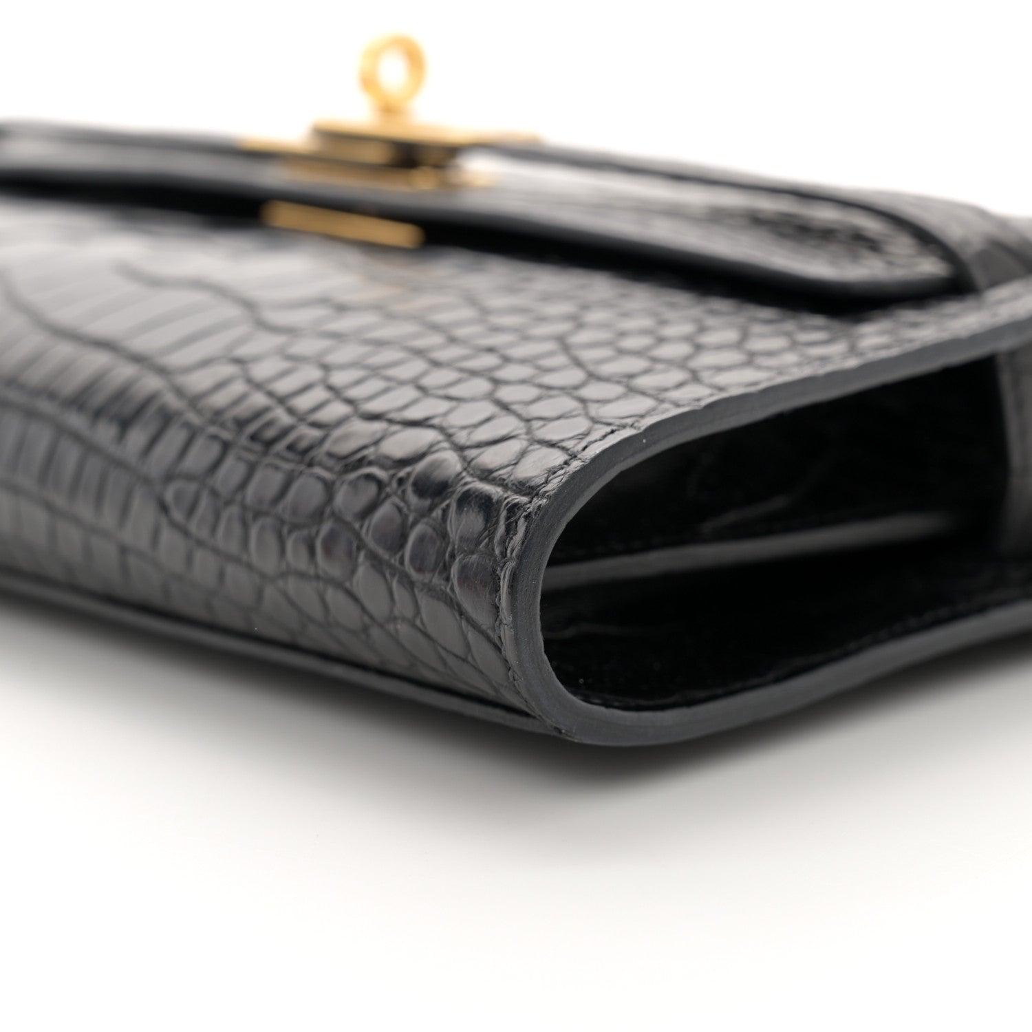 Hermes Matte Alligator Kelly Wallet To Go Black 10 of 11