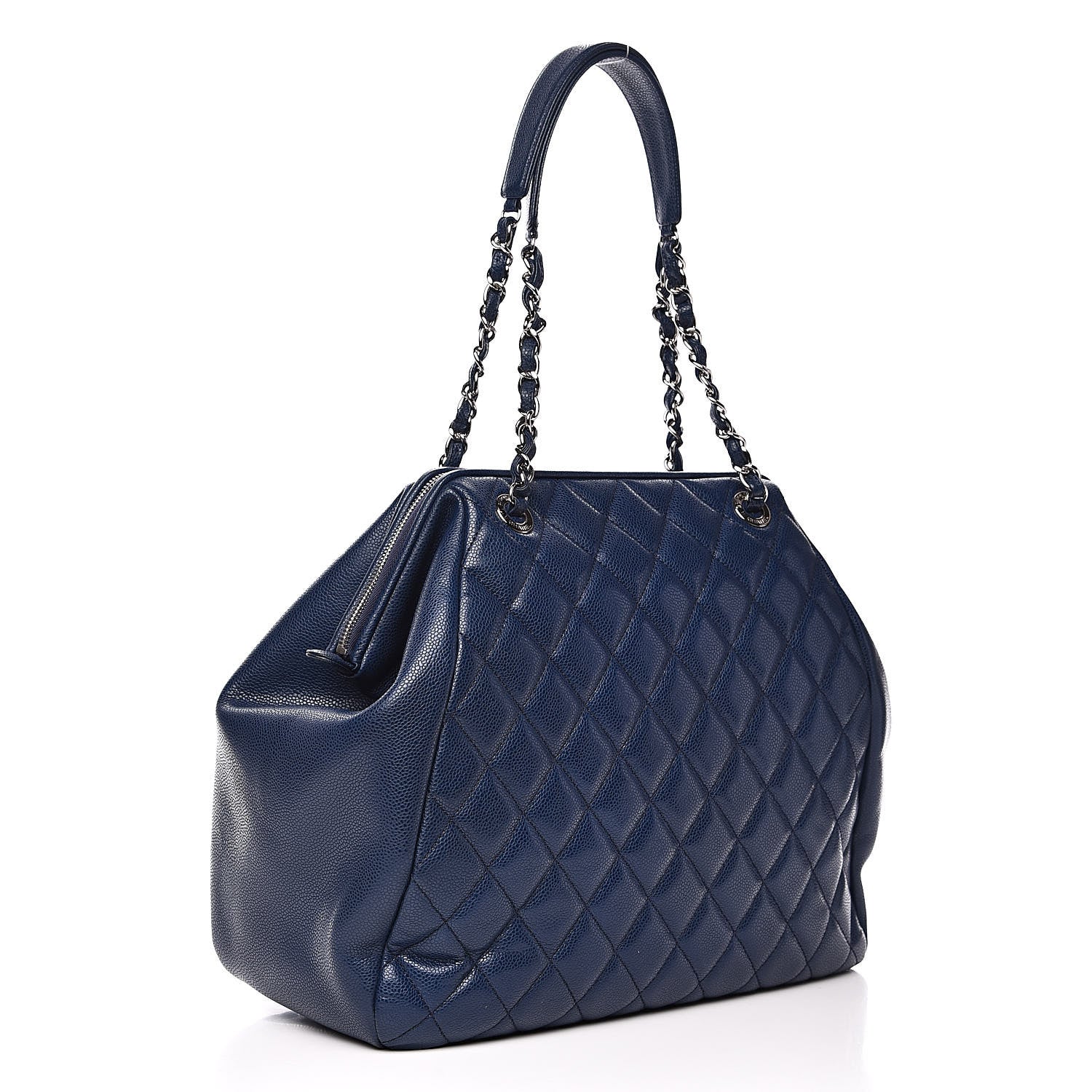 Chanel Caviar Quilted Framed Bowling Bag Navy 3 of 11