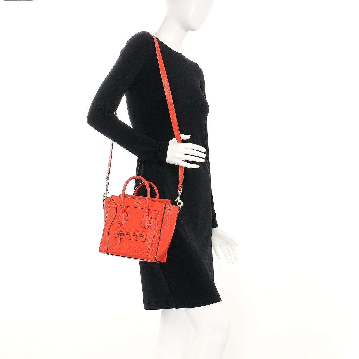 Drummed Calfskin Nano Luggage Vermillion