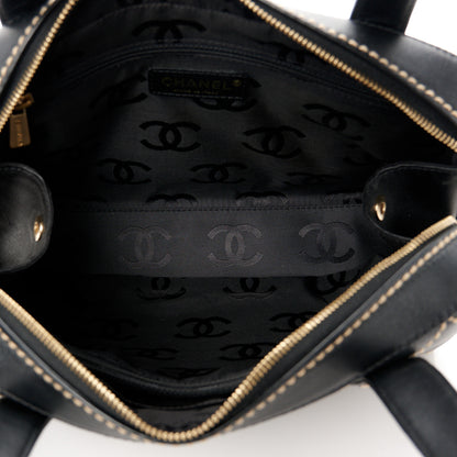 Chanel Calfskin Wild Stitch Top Handle Bag Black 6 of 12