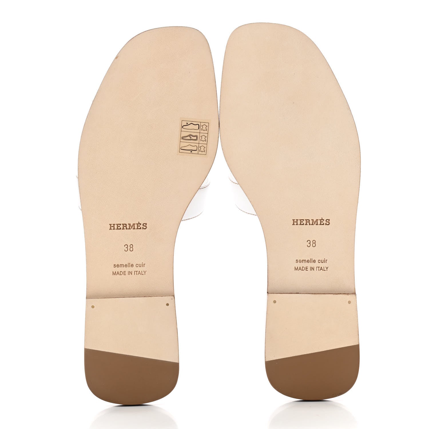 Hermes Box Calfskin Oran Sandals 38 White 5 of 9