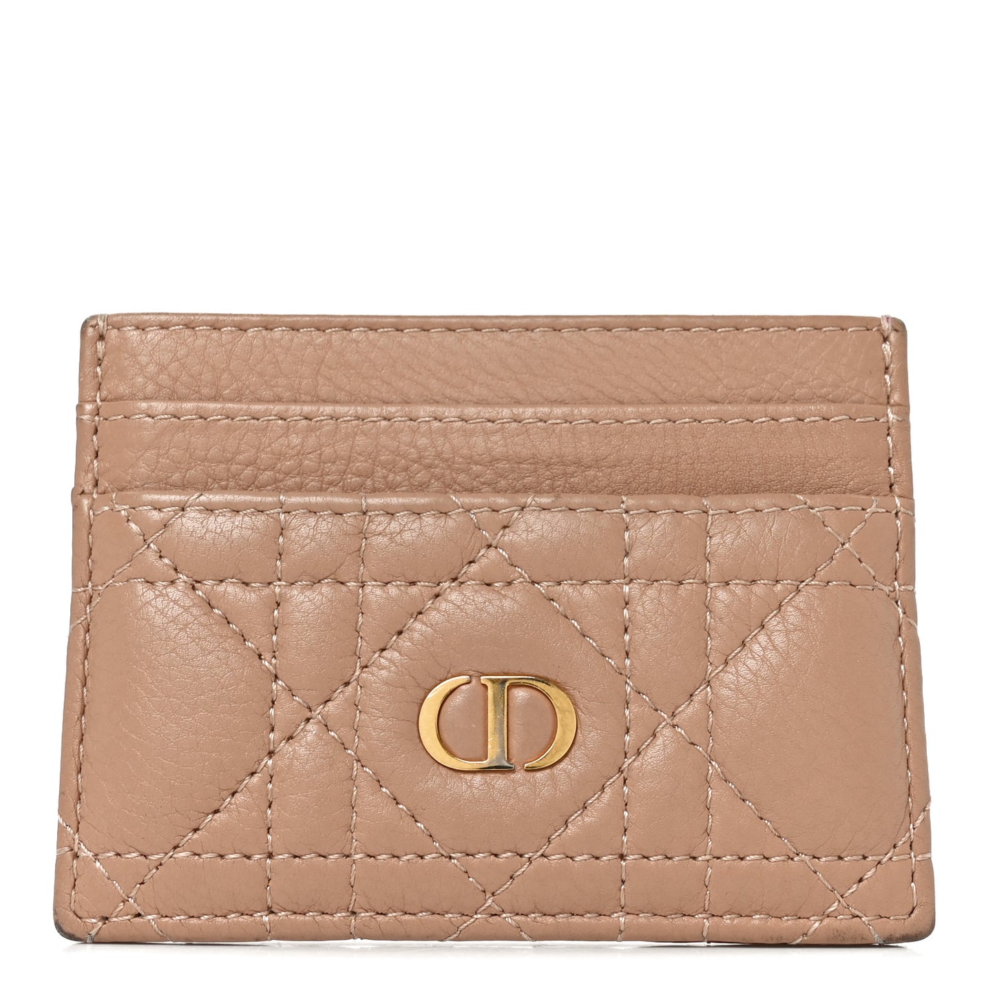 Supple Calfskin Cannage Caro Freesia Card Holder Rose De Vents