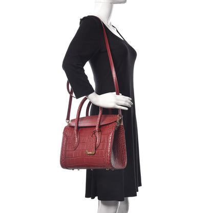 Alexander McQueen Calfskin Crocodile Embossed Heroine 30 Red 2 of 11