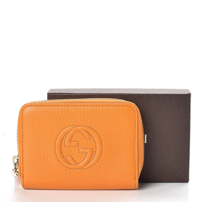 Gucci Pebbled Calfskin Soho Compact Disco Zip Around Wallet Curcuma 8 of 8