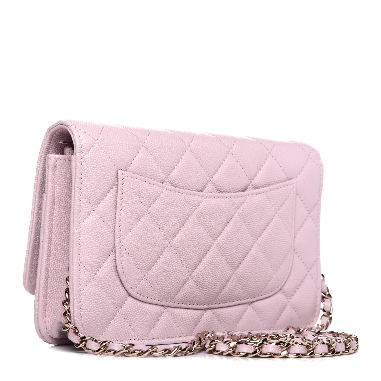 Caviar Quilted Wallet On Chain WOC Light Pink