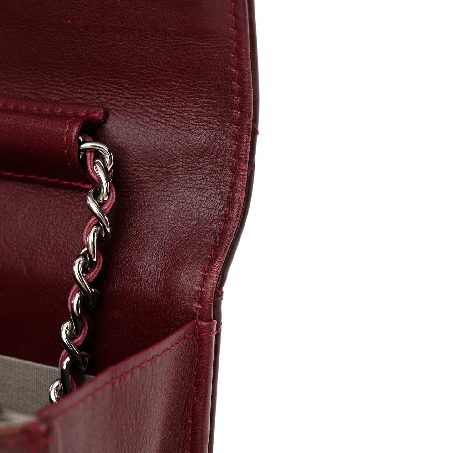 Patent Quilted Brilliant Wallet On Chain WOC Dark Burgundy
