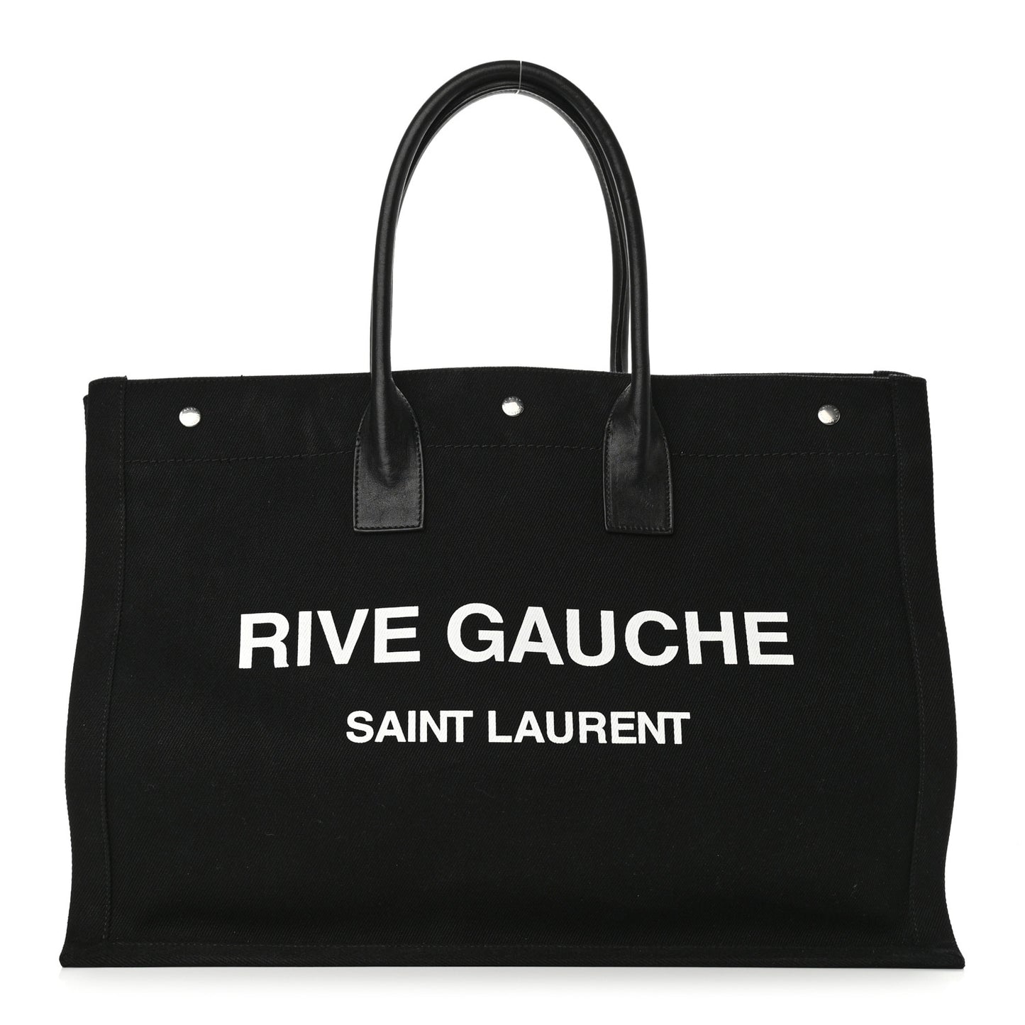 Linen Calfskin Rive Gauche Tote Black
